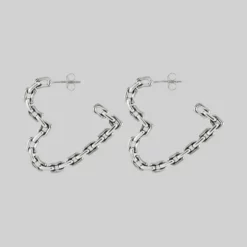 SS22 Earrings The Chain Heart Hoops - Silver