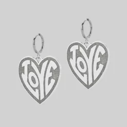 SS22 FREEDOM. Love Heart Hoop Earrings - Silver