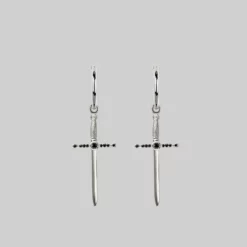 CLASSICS ELYSIAN. Black Spinel Dagger Hoop Earrings - Silver