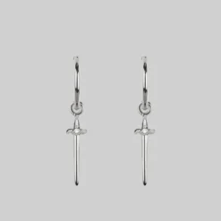 CLASSICS BETRAYAL. Cubic Zirconia Dagger Hoop Earrings - Silver