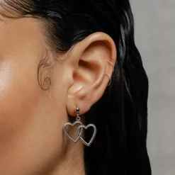 SS22 FOLLOW ME. Mini Heart Drop Earrings - Silver