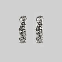 CLASSICS DAHLIA. Floral Garland Hoop Earrings - Silver