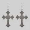 End Of Line OPHELIA. Gothic Cross Hoop Earrings - Silver