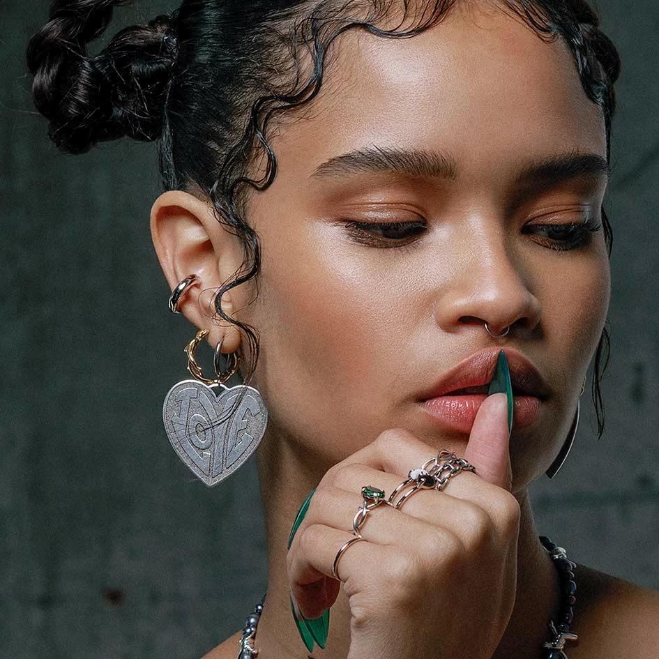 SS22 FREEDOM. Love Heart Hoop Earrings - Silver 1 SS22 FREEDOM. Love Heart Hoop Earrings - Silver