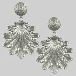 CLASSICS ARIEL. Ornate Shell Statement Earrings - Silver