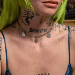 End Of Line LUMI. Sun Face Multi Charm Collar Necklace - Silver Necklaces & Chains