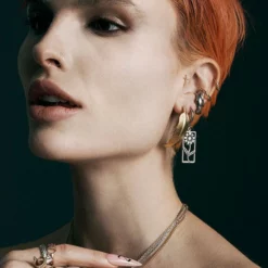 CLASSICS SERENA. Sunflower Hoop Earrings - Silver