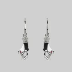 CLASSICS MILDRED. Disembodied Hand Hoop Earrings - Silver