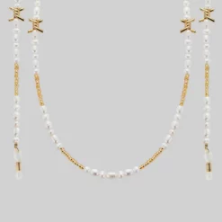 SS22 New In DIVINE. Barbed Wire & Ivory Pearl Sunglasses Chain - Gold