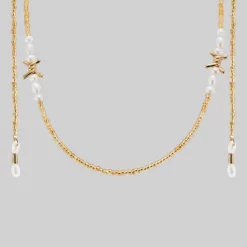 SS22 New In FOREVER. Barbed Wire & Ivory Pearl Sunglasses Chain - Gold