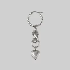 CLASSICS ALL OF ME. Hand Grasping Heart Single Earring - Silver Earrings