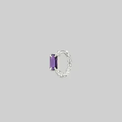 CLASSICS NYMPH. Amethyst Rectangle Hoop Earrings - Silver 12 CLASSICS NYMPH. Amethyst Rectangle Hoop Earrings - Silver