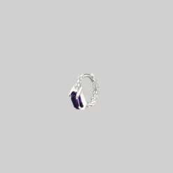 CLASSICS NYMPH. Amethyst Rectangle Clicker Ring - Silver Earrings