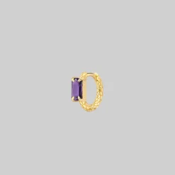 CLASSICS NYMPH. Amethyst Rectangle Hoop Earrings - Gold 12 CLASSICS NYMPH. Amethyst Rectangle Hoop Earrings - Gold