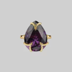 HALLOWEEN 2021 MALEFICENT. Amethyst CZ Gothic Ring - Gold Rings