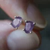 CLASSICS RUNE. Amethyst Slice Silver Earrings