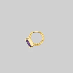 CLASSICS Earrings NYMPH. Amethyst Rectangle Clicker Ring - Gold
