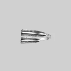 End Of Line AWAKEN. Feather Wrap Silver Ring Rings