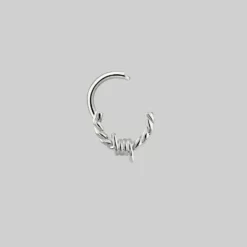 AW21 SURVIVAL. Barbed Wire Septum Clicker Ring - Silver Earrings