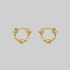 CLASSICS SURVIVAL. Symbolic Barbed Wire Clicker Hoop Earrings - Gold
