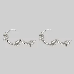 CLASSICS SURVIVAL. Symbolic Barbed Wire Clicker Hoop Earrings - Silver 13 CLASSICS SURVIVAL. Symbolic Barbed Wire Clicker Hoop Earrings - Silver