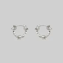 CLASSICS SURVIVAL. Symbolic Barbed Wire Clicker Hoop Earrings - Silver 12 CLASSICS SURVIVAL. Symbolic Barbed Wire Clicker Hoop Earrings - Silver