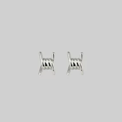 CLASSICS SURVIVAL. Symbolic Barbed Wire Stud Earrings - Silver