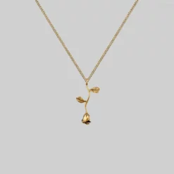 CLASSICS BELLADONNA. Rose Stem Charm Necklace - Gold Necklaces & Chains