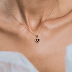 CLASSICS SOLEMN. Black Enamel Heart Necklace - Gold Necklaces & Chains