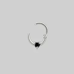 CLASSICS Earrings HEART & SOUL. Black Spinel Septum Clicker Ring - Silver