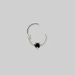 CLASSICS Earrings HEART & SOUL. Black Spinel Septum Clicker Ring - Silver