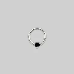 CLASSICS Earrings HEART & SOUL. Black Spinel Septum Clicker Ring - Silver