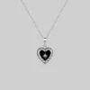CLASSICS SOLEMN. Black Enamel Heart Necklace - Silver Necklaces & Chains