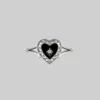 CLASSICS Rings SOLEMN. Black Enamel Heart Ring - Silver