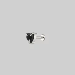 CLASSICS Earrings HEART & SOUL. Black Spinel Heart Stud Earring - Silver