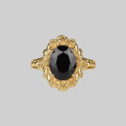 CLASSICS MARIA. Rose Wreath Onyx Gold Cocktail Ring Rings