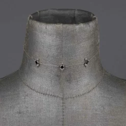 CLASSICS DYNASTY. Black Spinel Trilogy Chain Choker - Silver Necklaces & Chains