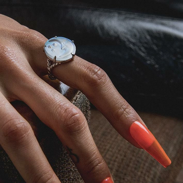 CLASSICS BLUE MOON. Crystal Moon & Star Ring - Silver 1 CLASSICS BLUE MOON. Crystal Moon & Star Ring - Silver