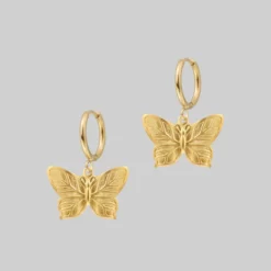 CLASSICS NEW DAWN. Butterfly Hoop Earrings - Gold