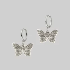CLASSICS NEW DAWN. Butterfly Hoop Earrings - Silver