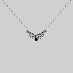 AW21 QUENTIN. Ornate Flourish Chevron Onyx Collar - Silver