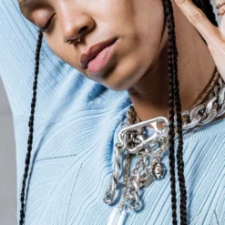 End Of Line BEHOLD. Iridescent Glass Eye Necklace - Gold Necklaces & Chains