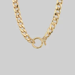 CLASSICS XO. Chunky Chain & Circle Clasp Necklace - Gold