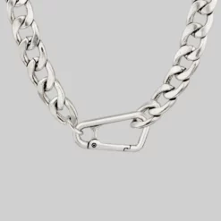 CLASSICS Necklaces & Chains XX. Chunky Curb Chain & Carabiner Clasp Necklace - Silver
