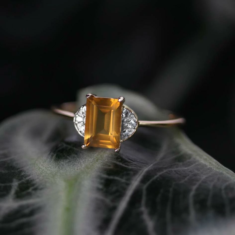 CLASSICS DECOR. Citrine Ornamental Gold Ring Rings 2 CLASSICS DECOR. Citrine Ornamental Gold Ring Rings