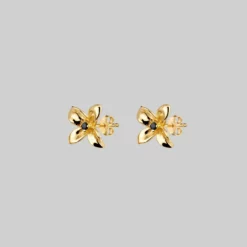 CLASSICS ISLA. Clemetis Flower Stud Earrings - Gold