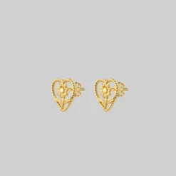 CLASSICS APRIL. Sunflower Heart Stud Earrings - Gold