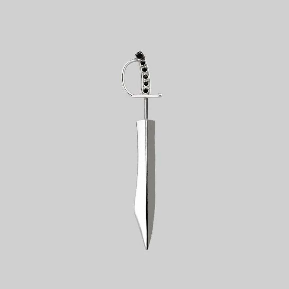 CLASSICS REVOLT. Black Spinel Sword Single Earring - Silver 3 CLASSICS REVOLT. Black Spinel Sword Single Earring - Silver