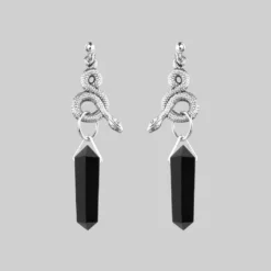 CLASSICS MERTLE. Snake Wrap Black Agate Earrings