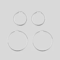 CLASSICS Silver Hoop Earrings - Set Of 2